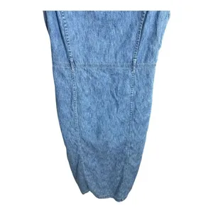 90s Christopher & Banks Blue Denim Midi Dress Sleeveless Size XL Cotton Button thumbnail 9