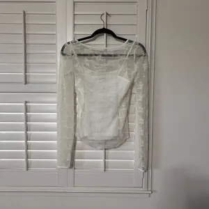 SO Long Sleeve Lace Top White thumbnail 2