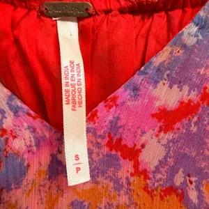 Free People Julianna Maxi Dress Small Red Floral Tiered Chiffon Sheer Boho Chic thumbnail 5