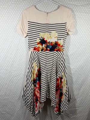 Anthropologie Corey Lynn‎ Calter Cream Black Floral Striped Verna Swing Dress thumbnail 5