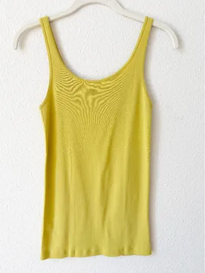 Eileen Fisher 100% Organic Cotton Tank Top Yellow Size XS Coastal Minimalist thumbnail 2
