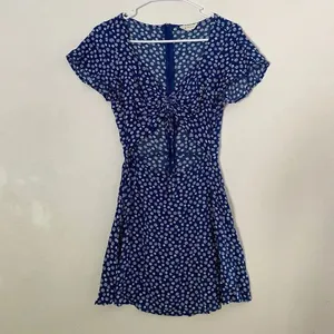 LA Hearts Blue Floral Cutout Mini Dress XS Tie Front Cottagecore Y2K thumbnail 2