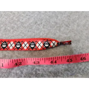 45"‎ Red & White Argyle Skulls Punk Shoelaces Fat Laces Retro 80s Sneakers Shoe thumbnail 6