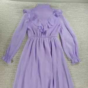 Shein‎ Prairie Dress Womens XS Lavender Cottage Flowy Lined Victorian Coquette thumbnail 14