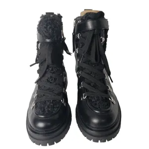 Circus by Sam Edelman Combat Boots Womens 7 Black Faux Leather Shearling Gretchen thumbnail 6