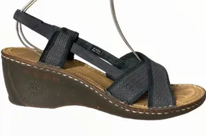 UGG‎ Black Sling back Sandals Wedge Heels Summer Comfort Canvas Stretch Sz 10 thumbnail 1