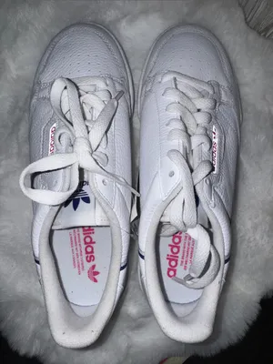 adidas 80’s Continental Shoes with Navy Stripe and Pink Logo thumbnail 7