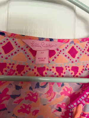 Lilly Pulitzer Hot Pink, Lavender & Coral Floral V-Neck Tunic thumbnail 3