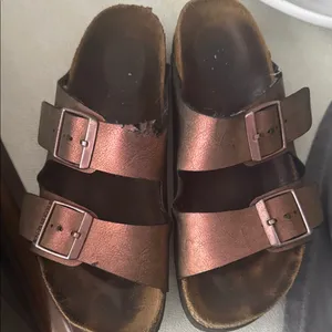 Metallic Brown Double Strap Sandals thumbnail 1