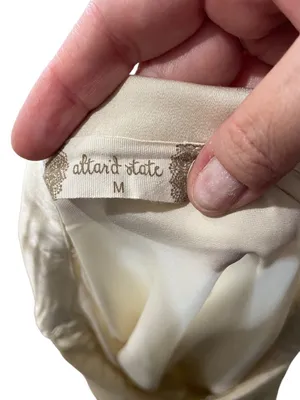 Altar’d State Satin Ruched Cropped Blouse Cream Size M Neutral Coquette Romantic thumbnail 3
