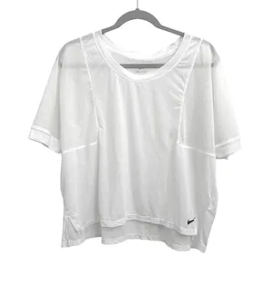 Nike Pro AeroAdapt White Mesh Athleisure Short Sleeve Running Top Medium thumbnail 1