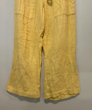 Yellow cotton blend wide leg pants thumbnail 4