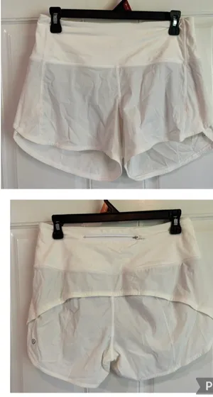 Size 6 Lululemon White High-Rise 4" speed up shorts thumbnail 2