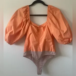 Amanda Uprichard Lucrezia Nectarine Balloon Sleeve Bodysuit thumbnail 4