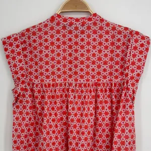 Tuckernuck Ro's Garden Nini Top Small Orange Floral Boho Flutter Sleeve Cotton thumbnail 8