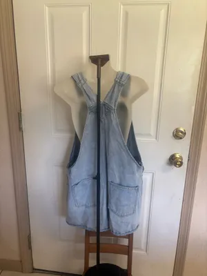 XXL Wild Fable Distressed light-wash Denim adjustable strap Short Overalls thumbnail 2