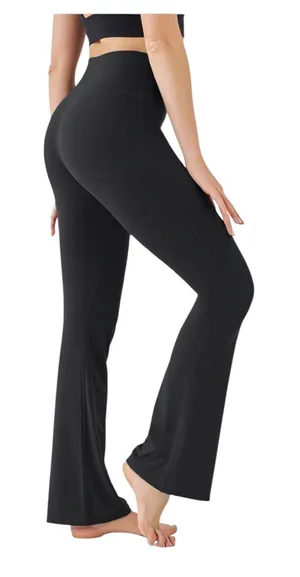 Umsifey Women's Black Flare Yoga Pants, Soft High Waisted Casual Bootcut Legging thumbnail 1