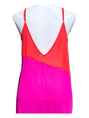 Lulus Seaside Retreat Color Blocking Side Slit Sheer Maxi Beach Cover Size Small thumbnail 6