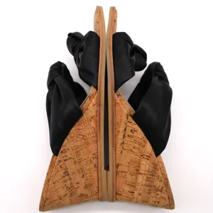 Dolce Vita‎ Womens 9.5 Naji Knotted Cork Wedge Sandal Black Summer Beachy Boho thumbnail 4