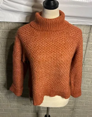 JACK by BB DAKOTA Orange Knit Turtleneck Sweater‎ Size S Cozy Textured thumbnail 1
