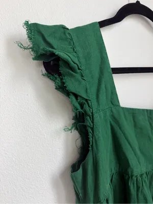 aerie Emerald Green Ruffle Sleeve Cotton Dress thumbnail 6