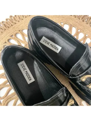 Steve Madden Lyanna Loafer Black Faux Leather Size 9 Dark Academia thumbnail 4