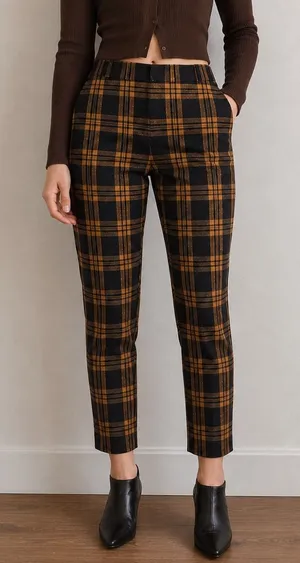 Wilfred Darontal Yellow Brown Plaid Trousers Straight Leg Size 2 Academia Preppy thumbnail 1