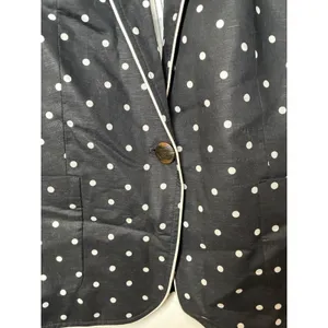 black-and-white polka dot Talbots Linen Blend Dot Blazer Single Button 12 thumbnail 2