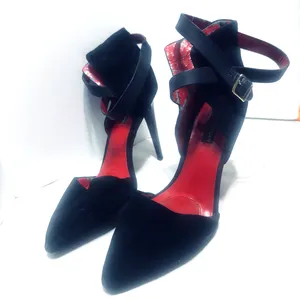 Charles Jourdan Paris‎ Heels sz 9 Black Velvet d'orsay Stilettos dress shoes thumbnail 3