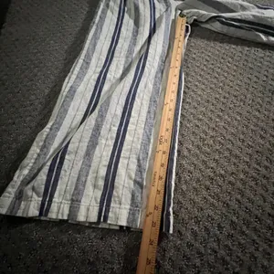 ana A New Approach‎ Striped Wide Leg Pants Womens Medium Blue White Linen Blend thumbnail 7