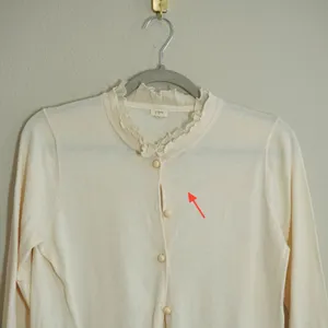 J. Crew Cream Ruffle Neck Cotton Cardigan Sweater Ivory Delicate Balletcore Soft thumbnail 2