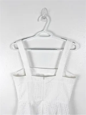 AMANDA UPRICHARD White Annalise Lined Back Zipper Flounce Hem Dress Medium thumbnail 7