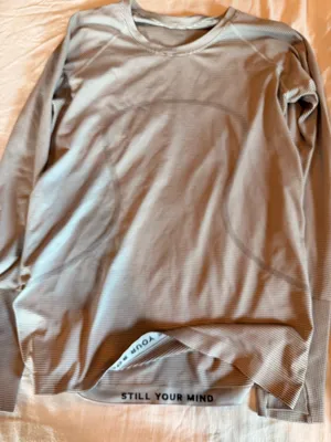 Lululemon Size 12 Striped Long Sleeve Running Top Still Your Mind Gray thumbnail 1