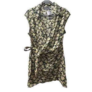 Urban Outfitters Yellow Green Floral Short Sleeve Wrap Dress NEW Sz Medium Boho thumbnail 4