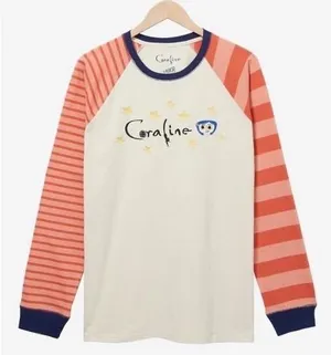 Laika Womens Coraline Embroidered Stars Striped Raglan Baseball Tee Size L thumbnail 1