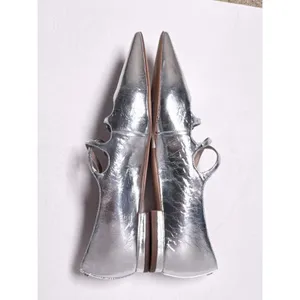 Sam Edelman Cass Silver Triple Strap Mary Jane Flats 8.5 Like New thumbnail 8