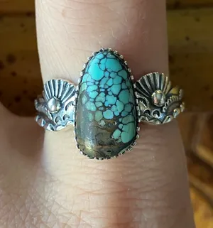 Matrix Turquoise Sterling Silver Ring Size 9 Blue thumbnail 1
