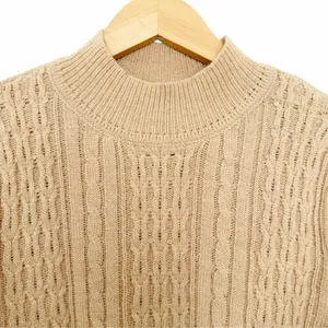 Napa Valley Gold Sparkly Cable Knit Mock Neck Sweater Sz PM thumbnail 2