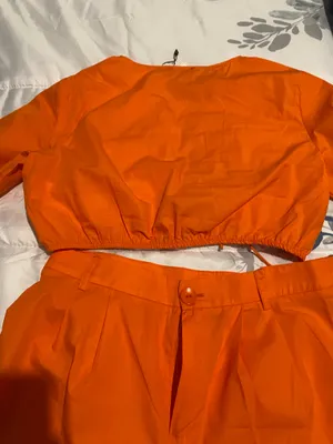 Boohoo New With Tag 2 Piece Orange Short Set thumbnail 4
