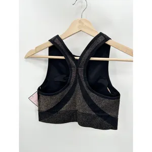 Victoria's Secret Black Shimmer High Neck‎ Sports Bra Women Size M Seamless AD16 thumbnail 2