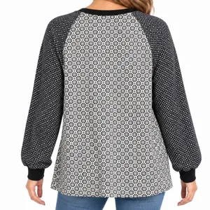 LOFT Black White Mixed Print Long Sleeve Tunic Top Women’s Medium thumbnail 2
