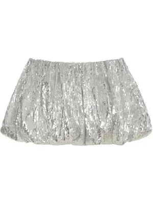 NEW Bubble Mini Skirt Sequin Sparkly High Elastic Waisted Puffy Balloon Short S thumbnail 2