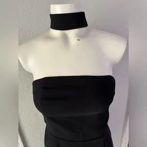 NEW $198 Amanda Uprichard Crepe Strapless Black Classic Choker Dress XS P thumbnail 2