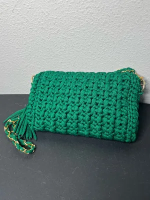 NEW Handmade Green Crochet Chain Strap Crossbody Purse Summer Boho Vacation thumbnail 4