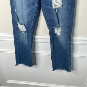 Revice Denim super high rise distressed‎ fray hem jeans thumbnail 4