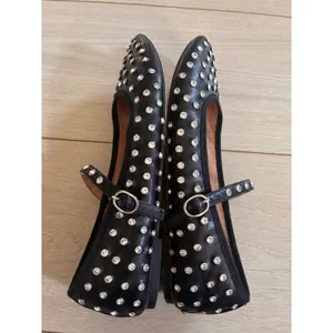 Flashy Black Rhinestone Embellished Mary Jane Pointed Toe Flats Size 8.5 thumbnail 3