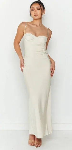 Beginning Boutique Mariana Cream Midi Dress thumbnail 1