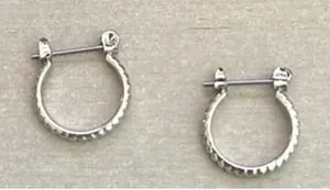 Small sterling silver‎ twisted rope hoop hinged snap closure Earring thumbnail 1