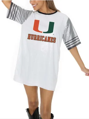 Miami Hurricanes Gameday Couture Women's Full Sequin Jersey Dress Size Large thumbnail 1