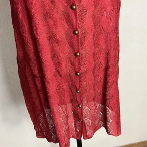 Free people tank top semi sheer textured material burnt Red Size M NWT thumbnail 7